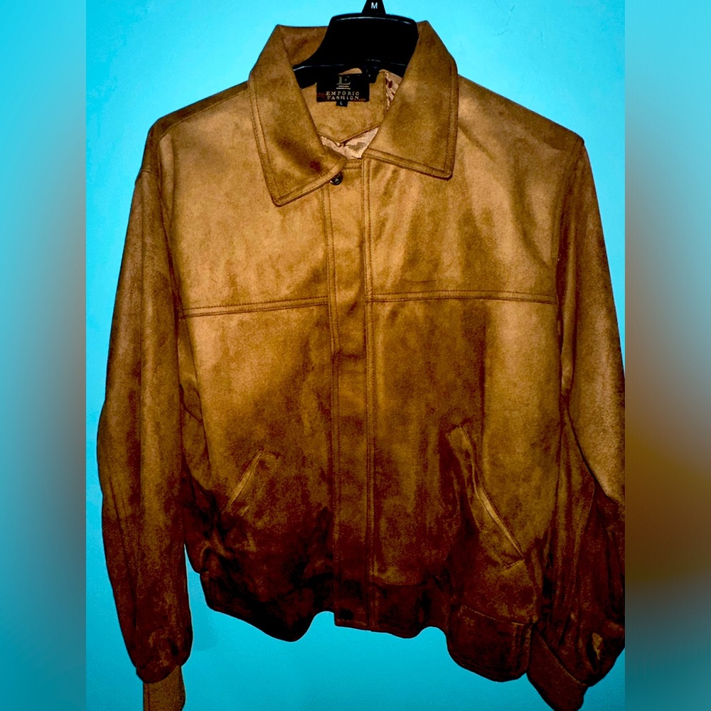 Emporio Fashion Jacket Men's Brown Faux Suede Size L